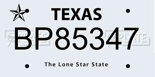 BP85347 Texas License Plate