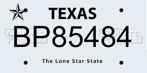 BP85484 Texas License Plate