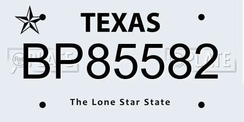 BP85582 Texas License Plate