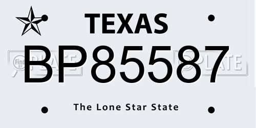 BP85587 Texas License Plate
