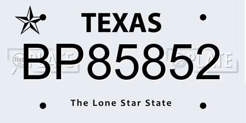 BP85852 Texas License Plate