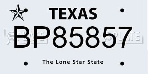 BP85857 Texas License Plate
