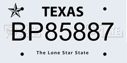 BP85887 Texas License Plate