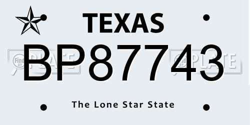 BP87743 Texas License Plate