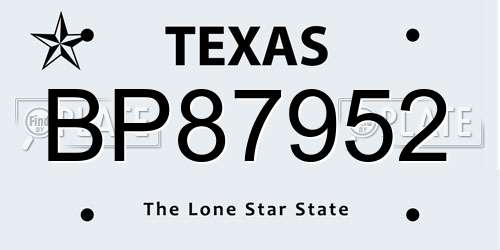 BP87952 Texas License Plate