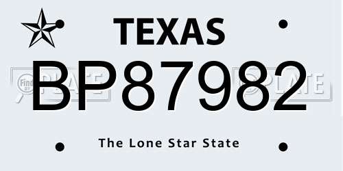 BP87982 Texas License Plate