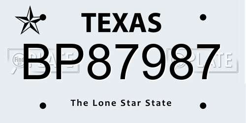 BP87987 Texas License Plate