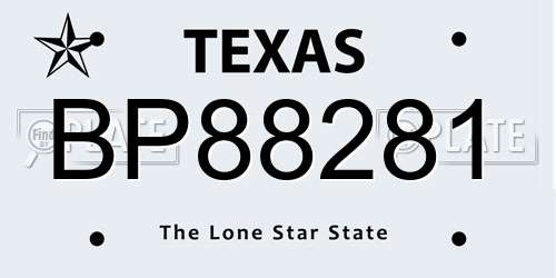 BP88281 Texas License Plate