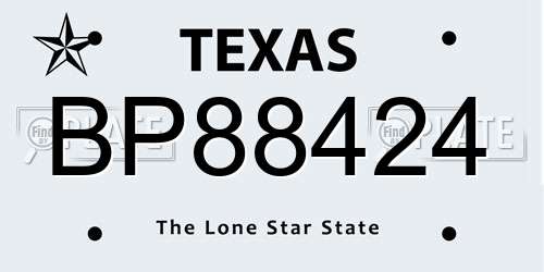 BP88424 Texas License Plate