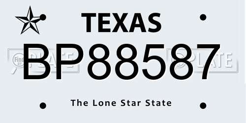 BP88587 Texas License Plate