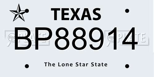 BP88914 Texas License Plate