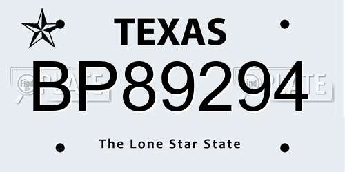BP89294 Texas License Plate