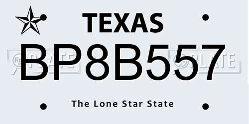 BP8B557 Texas License Plate