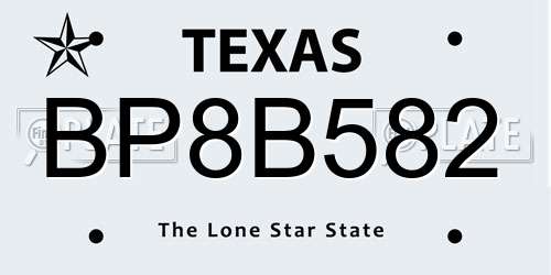 BP8B582 Texas License Plate