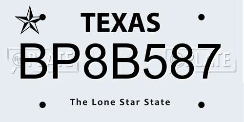 BP8B587 Texas License Plate