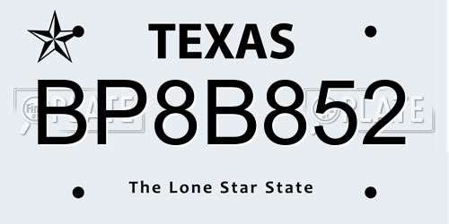 BP8B852 Texas License Plate