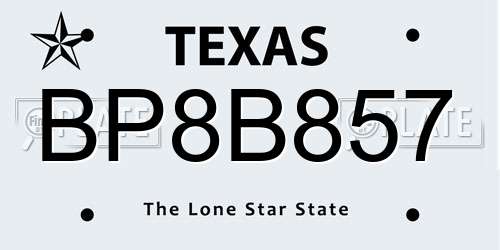 BP8B857 Texas License Plate