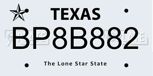 BP8B882 Texas License Plate