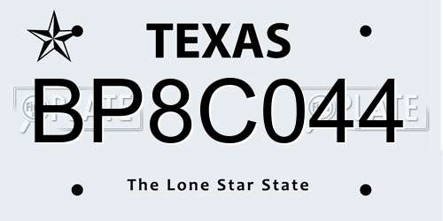 BP8C044 Texas License Plate