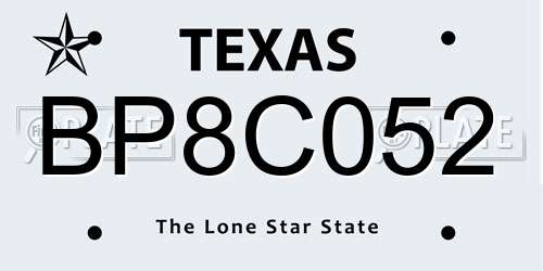 BP8C052 Texas License Plate