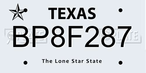 BP8F287 Texas License Plate