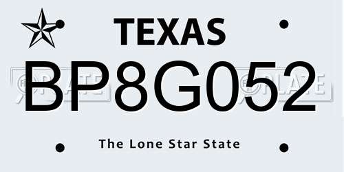 BP8G052 Texas License Plate