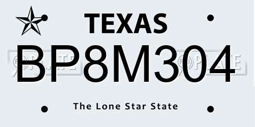BP8M304 Texas License Plate