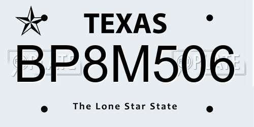 BP8M506 Texas License Plate