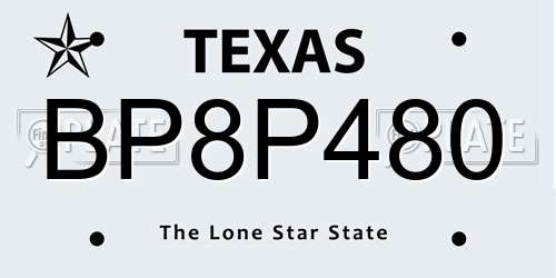 BP8P480 Texas License Plate
