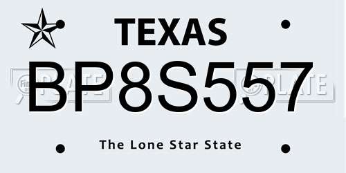 BP8S557 Texas License Plate