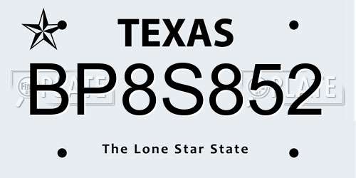 BP8S852 Texas License Plate