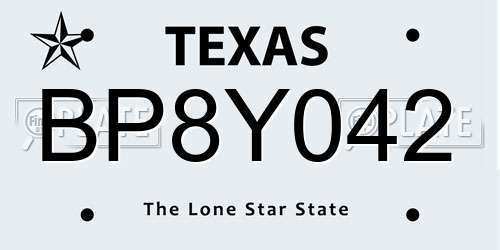 BP8Y042 Texas License Plate