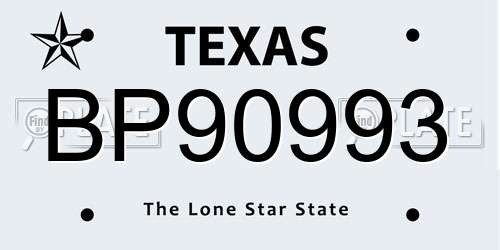 BP90993 Texas License Plate