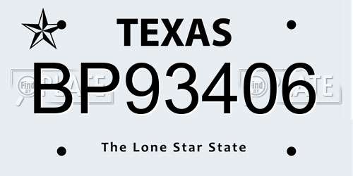 BP93406 Texas License Plate