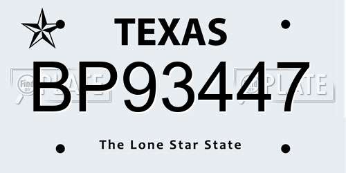 BP93447 Texas License Plate