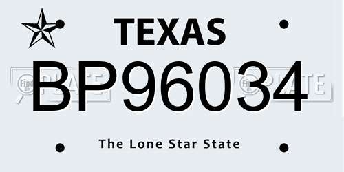 BP96034 Texas License Plate