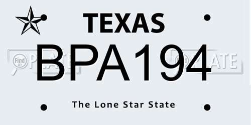 BPA194 Texas License Plate