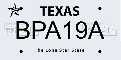 BPA19A Texas License Plate