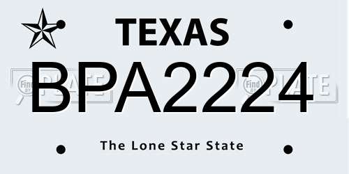 BPA2224 Texas License Plate