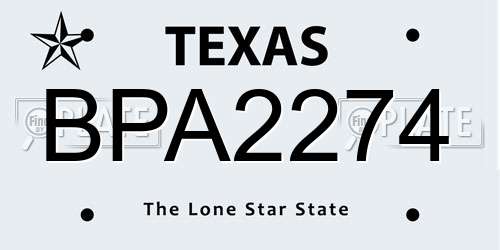 BPA2274 Texas License Plate