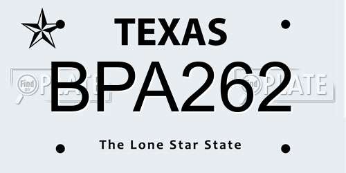 BPA262 Texas License Plate