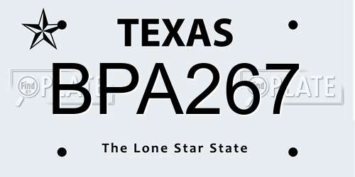 BPA267 Texas License Plate