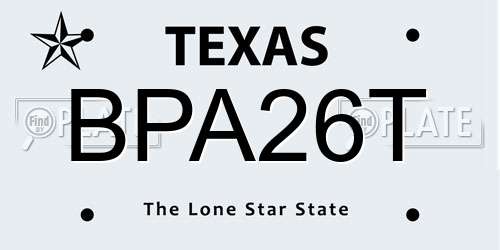 BPA26T Texas License Plate
