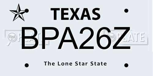 BPA26Z Texas License Plate