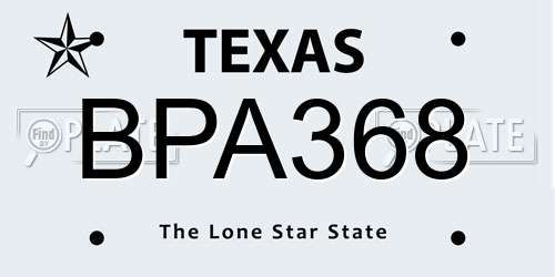 BPA368 Texas License Plate