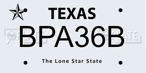 BPA36B Texas License Plate