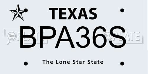 BPA36S Texas License Plate