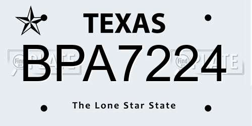 BPA7224 Texas License Plate