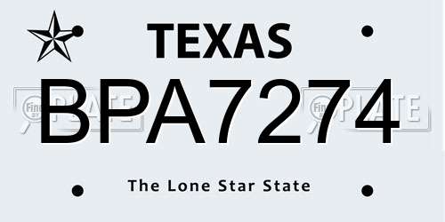 BPA7274 Texas License Plate