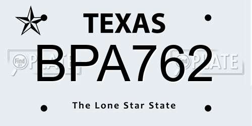 BPA762 Texas License Plate